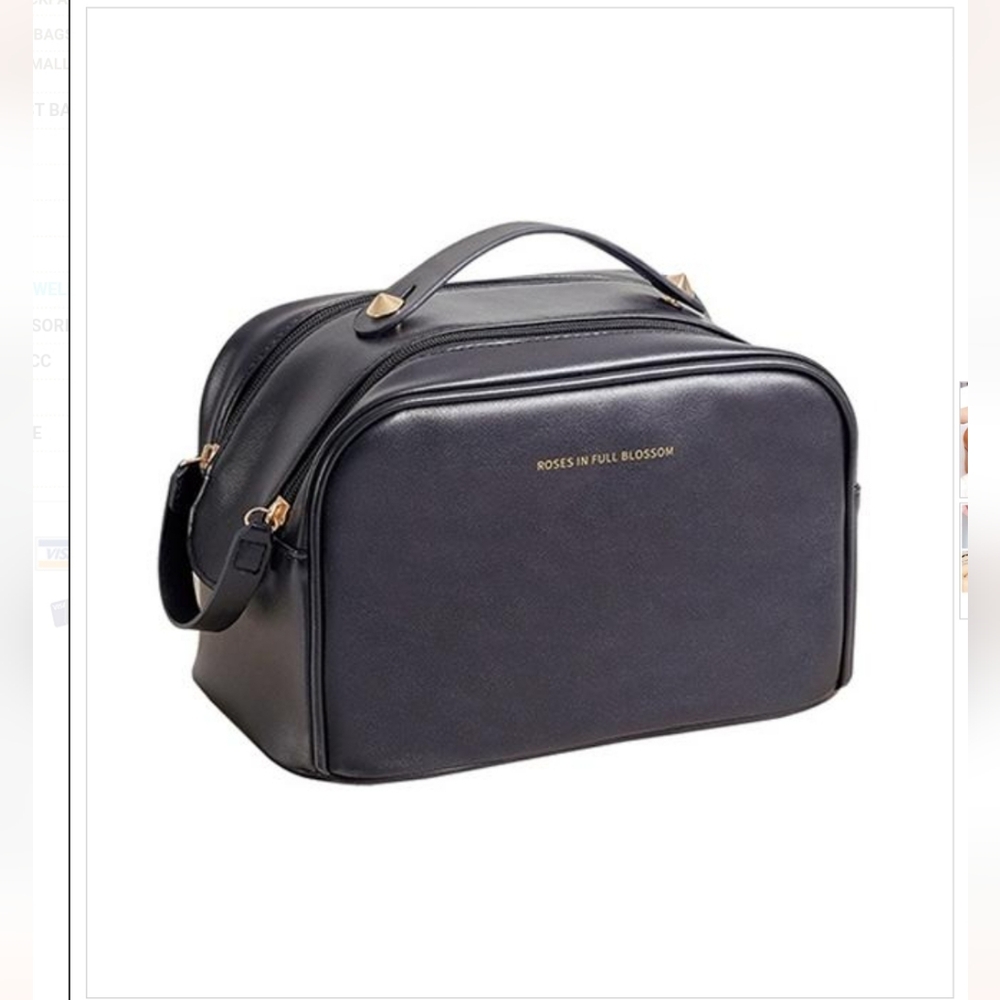 ✨️Sale✨️Faux Leather Travel Makeup Case - Black (New/Unused still in package)